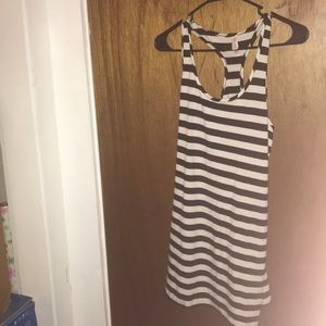 white and black striped dress